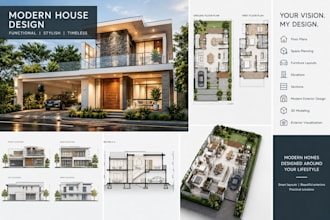 do modern house villa design exterior design floor plans elevations sections 3d