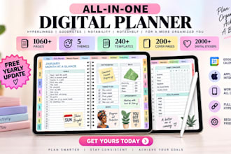 do etsy digital planner kdp journal hyperlinked planner canva workbook worksheet