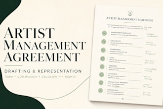 draft a professional artist management and representation agreement