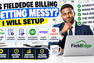 setup fieldedge flatrate pricebook service agreement quickbooks stripe zapier