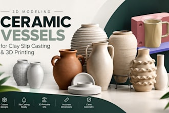 do 3d modeling of ceramic vessels for clay slip casting designs 3d printable stl