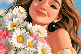 create a disney cartoon illustration