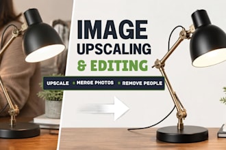 upscale images, merge photos and remove people for amazon listings and shopify
