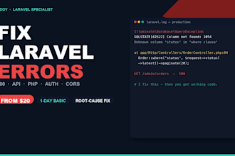 fix laravel php bugs errors and api issues