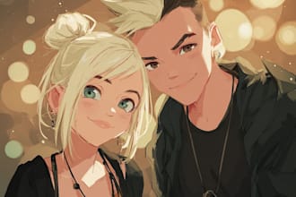 draw anime couple illustration