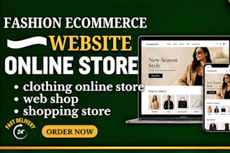 design fashion ecommerce website, clothing online store web shop, shopping store