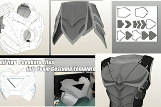 design 3d anime armor, 3d eva foam cosplay , pepakura template cosplay armor
