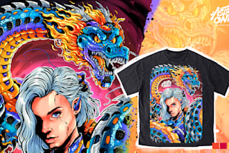 draw cyberpunk anime illustration for your merch