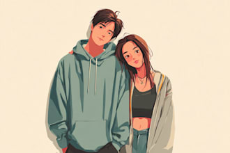 draw couple anime style for you