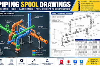 create piping spool and isometric fabrication drawings with bom in autocad