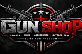 design a professional and modern firearm, tactical, or shooting gun shop  logo