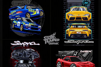 draw a jdm car vector illustration for t shirt design