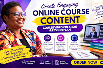 create engaging online course content, course video creation, lesson plan