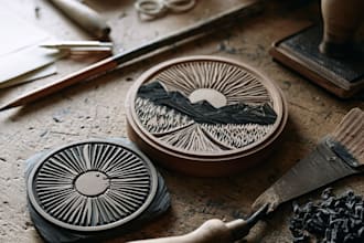 create custom digital linocut and woodcut illustrations