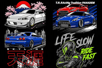 make custom racing car t shirt logo design