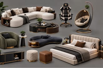 create low li full perm 3d furniture mesh for second life, imvu and house assets