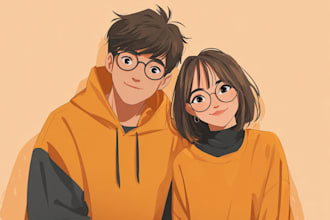 draw a couple with animestyle