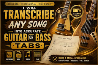 transcribe any song into accurate guitar or bass tabs