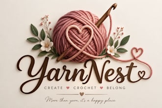 design a professional , knitting, crochet, or handmade yarn logo