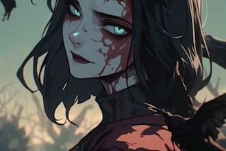 create a fantasy horror and fantasy horror character art