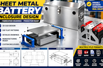 design sheet metals battery enclosures, boxes with dxf and fabrication drawings