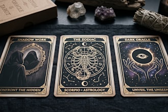 design custom shadow work cards, zodiac deck, astrology and dark oracle art