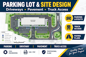 design parking lots, driveways, pavement and truck access plans