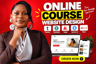 build online course website on thinkific teachable kajabi, course content upload