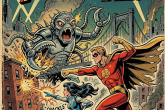 create vintage comic book art