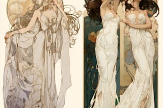 create illustrations in art nouveau style