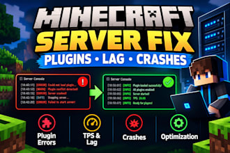diagnose and fix minecraft server errors, plugins, lag, crashes and tps issues