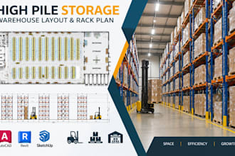 design high pile storage warehouse layout, rack plan and cad drawings