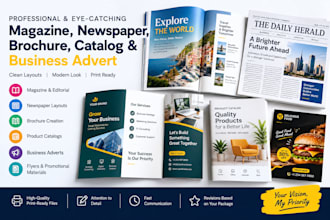 design editorial magazine newspaper and brochure product catalog business advert