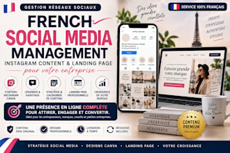 manage french social media, create canva instagram content creation landing page
