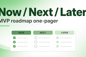 create a now next later product roadmap one pager for your mvp