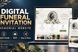 design a digital funeral invitation and memorial website