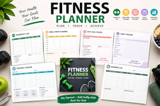 build fitness planner, working log, meal prep, daily goals, habit, tracker sheet