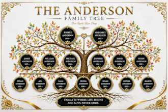 create a family tree design with custom family tree and genealogy research
