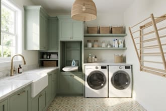 create indoor laundry room, bathroom, toilet interior design and 3d rendering