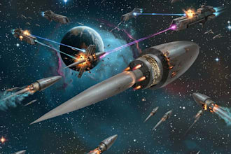 design epic spaceships and space battle scenes for your project