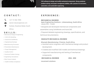 design a professional modern CV or resume