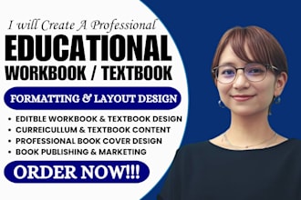 design and format educational textbook, workbook curriculum plan, kdp book cover