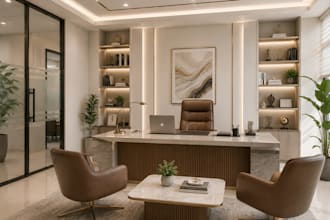 create professional office interior design and 3d rendering