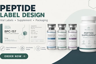design peptide label, supplement label via label  and packaging design
