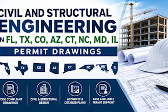 civil and structural engineering in fl,tx,co,az,ct, nc,md,il permit drawings