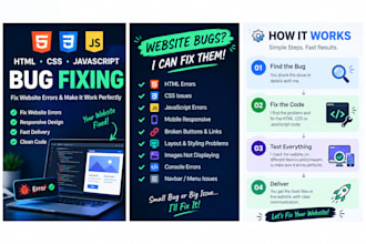 fix HTML CSS and javascript bugs on your website
