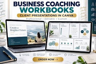 create business coaching workbook and client presentation in canva