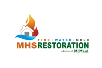 design creative particular logo for mhs property restoration