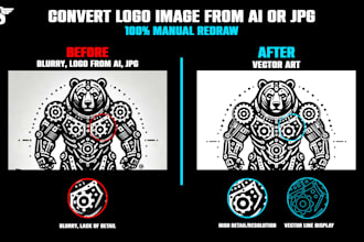 convert ai image to vector, manual redraw jpg to svg, eps