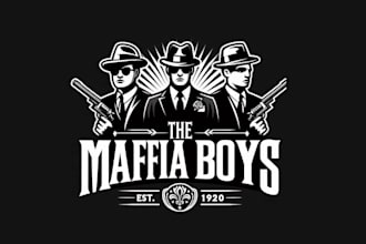 craft a custom vintage mafia logo and vector illustration